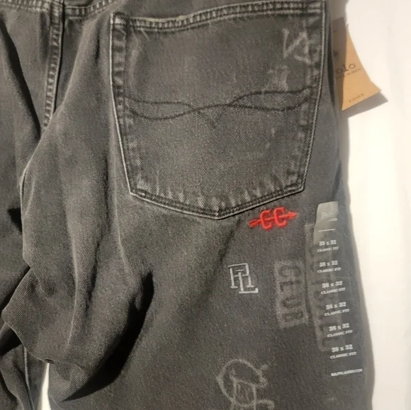 Polo Ralph Lauren RL Tigers Varsity P Graffiti Classic Fit Jeans 38 x 32 - Picture 6 of 10
